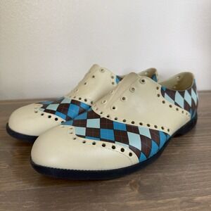 Biion Men's 9 Oxford Golf Shoes Plaid Argyle Pattern